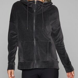 Athleta Velour Full Zip Hoodie Sweater Size: M